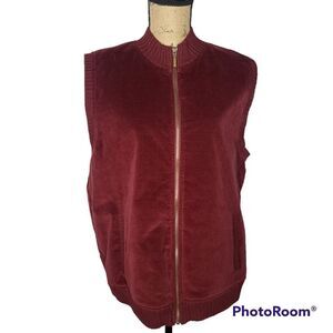 Vintage 90s Dark Red Alfred Dunner Zip Up Cozy Warm Vest